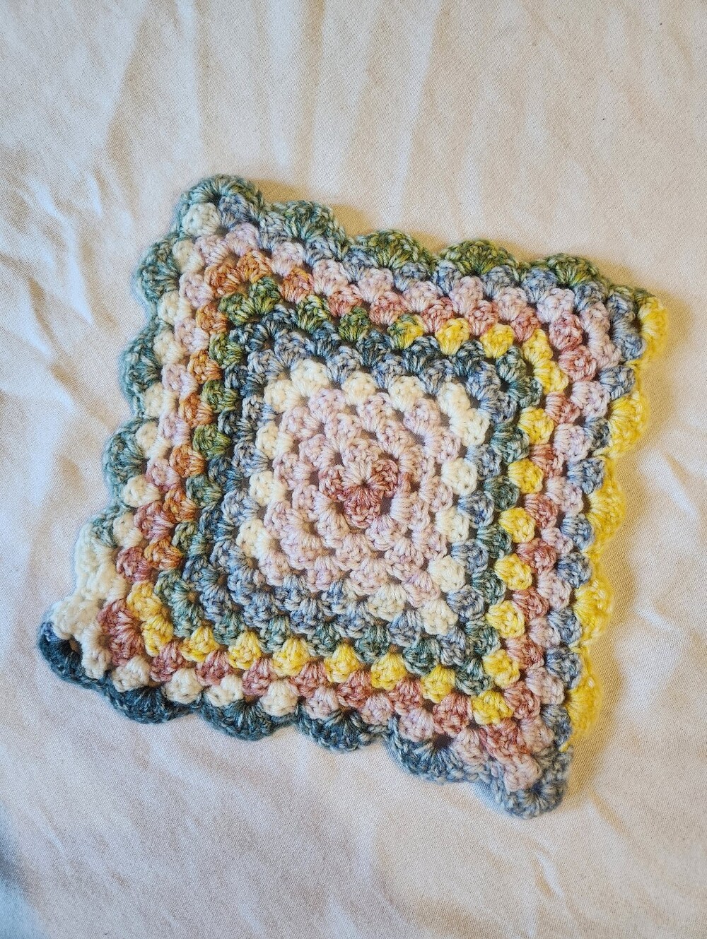 Handmade Crochet Granny Square Trivet Hot Pad Pastel Cottagecore